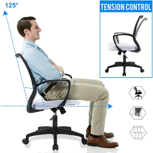 Vista 2 de HHS Silla de oficina ergonómica de malla, silla de computadora giratoria con ruedas, cómoda silla ejecutiva con soporte lumbar, sillas de gestión