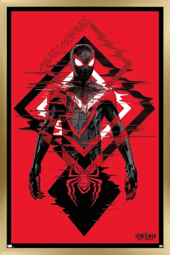 Vista 15 de Trends International Marvel's Spider-Man: Miles Morales - Póster de pared de traje, 14.725 x 22.375 pulgadas, versión enmarcada de madera de granero