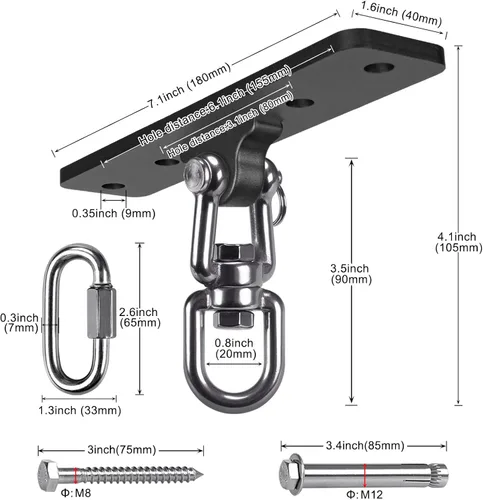 Vista 6 de SELEWARE Colgador de Saco de Boxeo de Servicio Pesado y Abrazadera de Viga para Boxeo, Muay Thai, MMA Beam & Ceiling Mount Heavy Bag Hanger with G