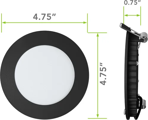 Vista 2 de Paquete de 5 luces de techo empotrables para barco RV de 480 lúmenes, luz LED súper delgada, panel de luz DC 12 V 4.75 pulgadas, 6 W, Downlights