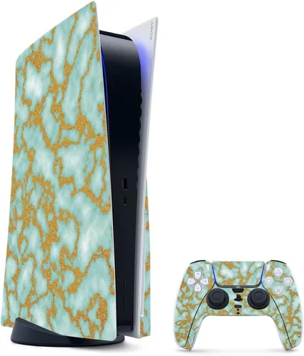 Vista 64 de MightySkins - Skin para juegos para PS5 / Playstation 5 Bundle – Mármol ámbar Envoltura protectora de vid Fácil de aplicar y cambiar