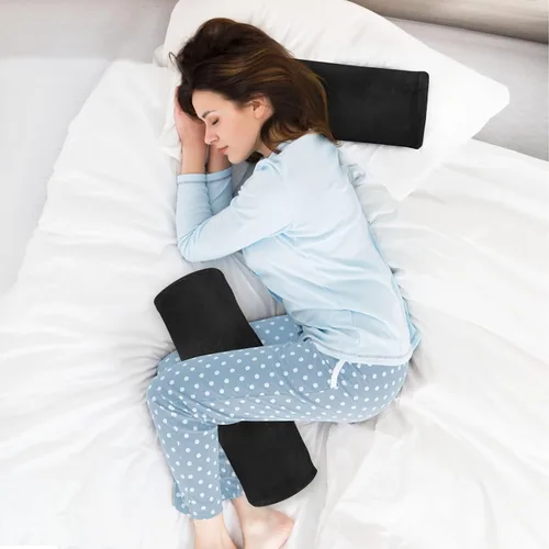 Vista 6 de Almohada de almohada cervical para el cuello, almohada redonda para espalda, almohada cilíndrica pequeña, soporte de espalda de espuma