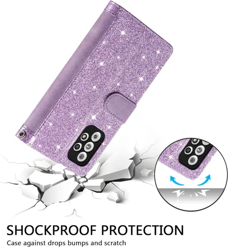 Vista 4 de UEEBAI Funda tipo cartera para Samsung Galaxy A53 5G, retro 9 ranuras para tarjetero, bolsillo con cremallera, cierre magnético, función atril