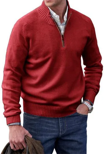 Vista 6 de Mens Polo Shirts Quarter Zip Long Sleeve Classic Casual Pullover Stand Collar Shirts