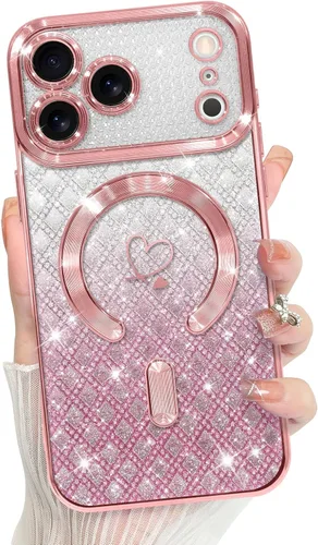 Vista 47 de Bonoma Compatible with iPhone 17 Pro Max Case 2025 Heart Checkered -Gold A cuadros-oro