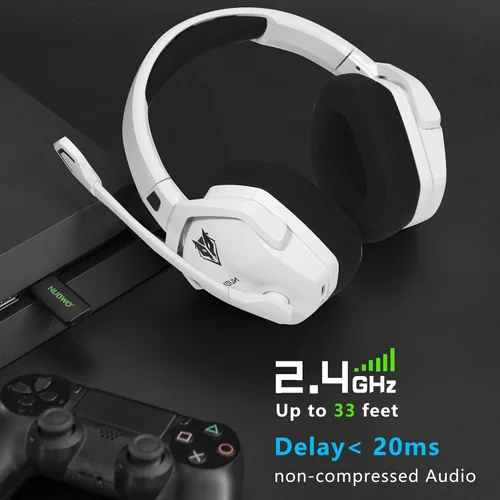 Vista 5 de Docooler G06 Auriculares inalámbricos para juegos con micrófono para PS4 PS5 PC Auriculares sobre la oreja con cancelación de ruido Batería de larga