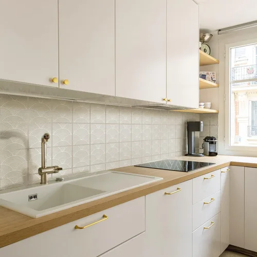 Vista 2 de Adhesivos de vinilo para azulejos de pared autoadhesivos, calcomanías impermeables para decoración de cocina, baño, línea ondulada de abulón, 6 x 6