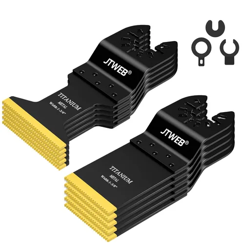 Vista 6 de JTWEB Cuchillas multiherramienta de titanio, 10 piezas de cuchillas oscilantes para uñas de metal suave, corte de plástico de madera, hojas