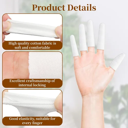 Vista 3 de 200 cunas de algodón – cunas de tela para los dedos, fundas protectoras para las puntas de los dedos, protectores de dedos blancos, protector
