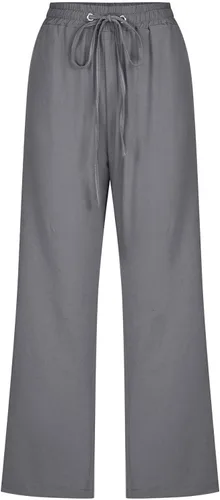 Vista 4 de JEGULV Pantalones cortos de lino para mujer 2023 verano casual elástico cintura alta pierna ancha pantalones palazzo sueltos con bolsillos