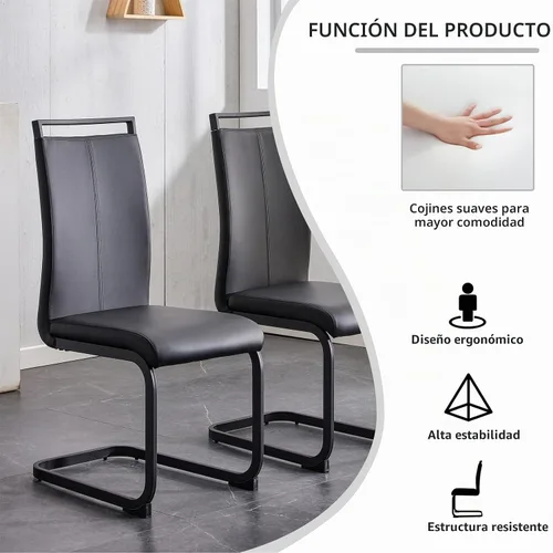 Vista 5 de Juego de mesa de comedor de cristal de 71 pulgadas para 4, juego de mesa de cocina moderno para 4, juego de mesa de comedor para el hogar