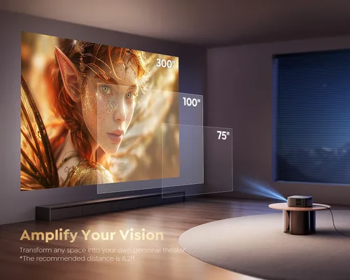 Vista 7 de Proyector inteligente con WiFi 6 y Bluetooth de [1500 ANSI/Google TV/Control de voz], compatible con 4K, Proyector de películas al aire libre