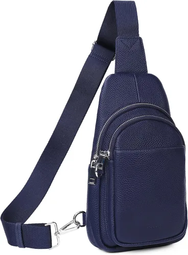 Vista 9 de befen Bolso bandolera pequeño de cuero genuino para mujer, antirrobo, bolsa cruzada para el pecho, riñoneras para viajes con ranuras para tarjetas