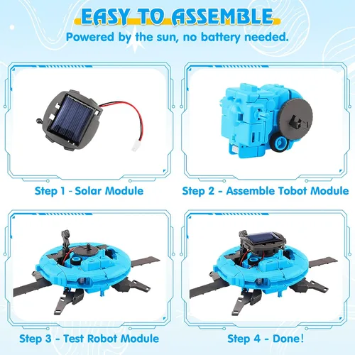 Vista 3 de Proyectos STEM para niños de 8 a 12 años Kit de robot solar 6-en-1 Juguetes espaciales para niño niña de 10 años Regalo Juguetes Kits de ciencia