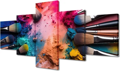 Vista 57 de Póster abstracto de labios de niña, cuadros dorados sobre lienzo, arte de pared, hermosos pósteres e impresiones en lienzo de 5 piezas, arte