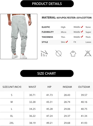Vista 6 de Renaowin Pantalones deportivos para hombre, ligeros, ajustados, con cordón en la cintura, con bolsillos, para entrenamiento, correr, gimnasio, a