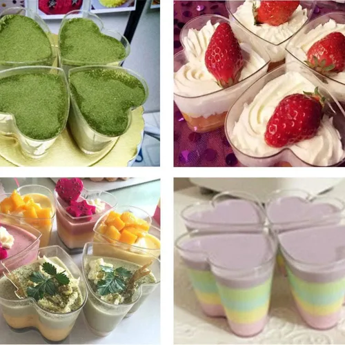 Vista 5 de Mini vasos de postre de 4 onzas, vasos de muestra de sabor transparente, 25 piezas reutilizables de plástico para postres + tapa + cuchara