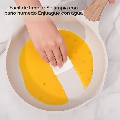 Vista 9 de JEETEE Sartén antiadherente de 8 pulgadas Sartén de huevo pequeña fácil de Beige