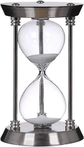 Vista 3 de Reloj de arena de metal decorativo de 30 minutos, color bronce Reloj de arena de tamaño mediano de 4 x 4 x 6.3 pulgadas