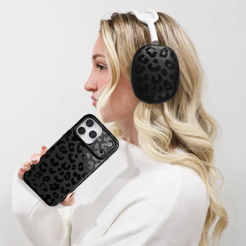 Vista 2 de VELVET CAVIAR Funda Protectora para auriculares AirPods Max Diseño protector lindo (Leopardo Negro)