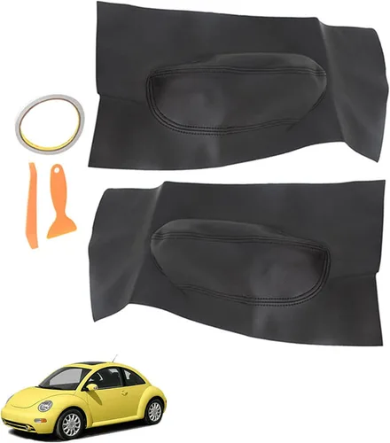 Vista 7 de labwork Reemplazo negro de la cubierta del reposabrazos de los paneles de la puerta delantera del coche para Beetle 1998-2010