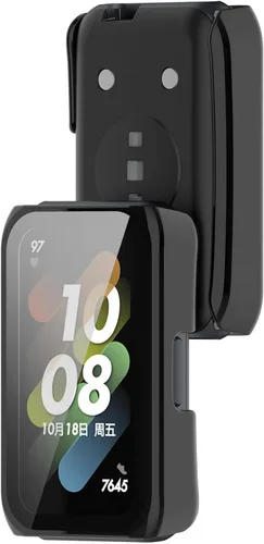Vista 4 de FitTurn Funda compatible con Huawei Watch Fit Mini Smart Watch de repuesto de PC Slim Cover 3D Cobertura completa Protector de pantalla de vidrio