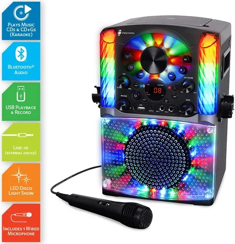Vista 2 de Máquina de karaoke Singing Machine SML625BTBKD, sistema de karaoke portátil Bluetooth CD+G, negro