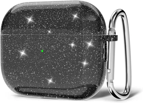 Vista 11 de Svanove Funda para Airpods Transparente con Purpurina, Funda Brillante y Bonita para Airpods de 1ª y 2ª Generación con Llavero, Carcasa Rígida