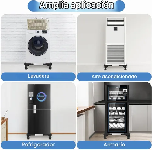 Vista 5 de ToLanbbt Soporte para Mini Nevera de Altura Ajustable 4.1"-5.1" Base de Soporte para Lavadora y Secadora con 4 Pies Resistentes Soporte para Máquina