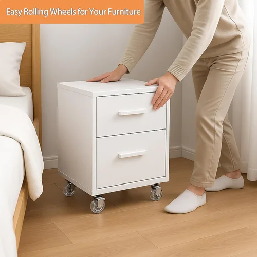 Vista 5 de Juego de 4 ruedas giratorias para muebles, ruedas giratorias de poliuretano transparente de 2 pulgadas resistentes de 500 libras con placa de 360