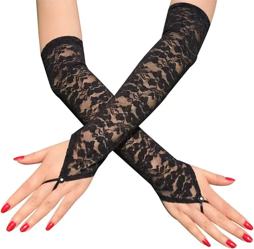 Vista 16 de Guantes de encaje de muchos estilos para mujeres o niñas Manga de brazo ahuecada años 80