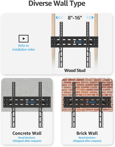 Vista 9 de MOUNTUP Soporte de pared para TV, soporte de TV inclinable para la mayoría de televisores planos/curvos LED LCD OLED de 26 a 60 pulgadas, perfil