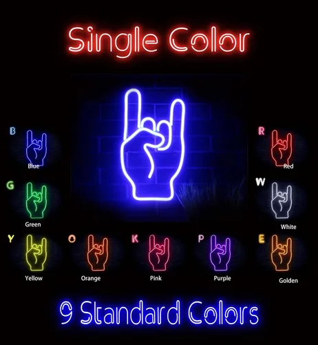 Vista 2 de AdvPro Rock On Hand Sign Flex Silicone LED Neon Sign - Azul - st16s32-fnu0067-b