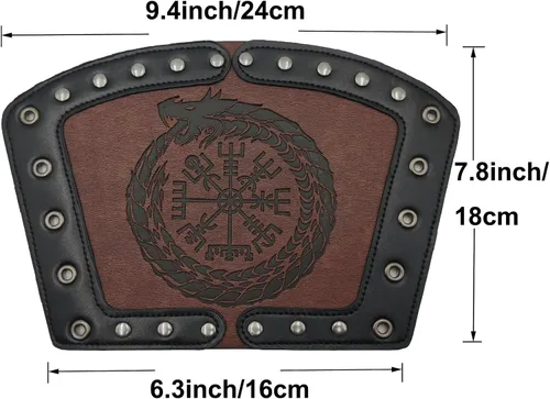 Vista 5 de JAOYU Brazaletes de cuero para hombre, armadura de brazo, brazalete de guantelete, brazaletes medievales, joyería vikinga para mujer, disfraz