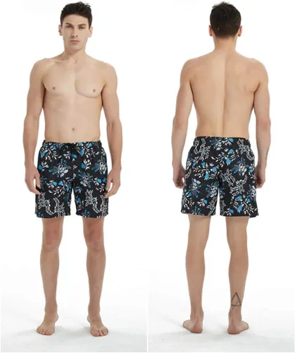 Vista 2 de Bellivera Pantalones cortos de playa para hombre, estampado con forro de malla, 2 bolsillos para verano