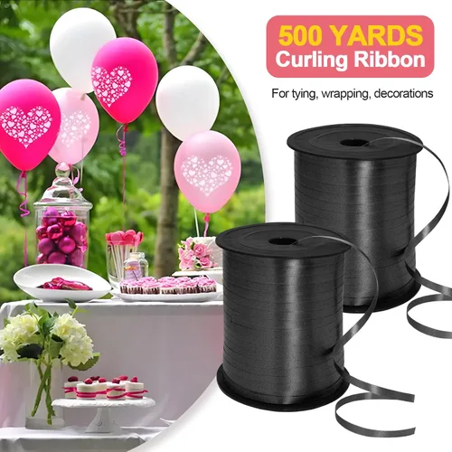 Vista 2 de Luomorgo Cinta rizadora negra, 500 yardas/1 rollo de cinta para globos Negro