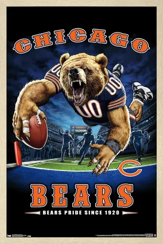 Vista 7 de Trends International NFL Chicago Bears - Póster de pared de End Zone 17, 14.725 x 22.375 pulgadas, versión enmarcada de madera de granero