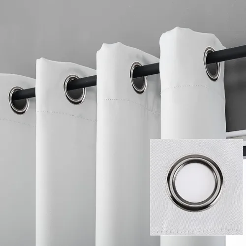 Vista 3 de Sun Zero Nordic - Juego de 2 paneles de cortinas con ojales de grado teatral extremo 100% opacas, 104" x 96" (2* 52" x 96"), cortinas opacas blanco