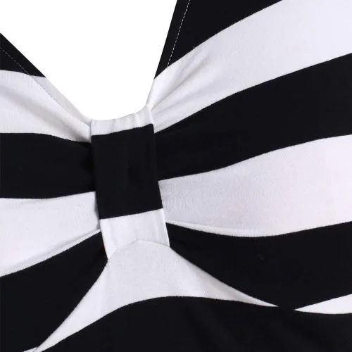 Vista 3 de ZEZCLO Vestido de Halloween para mujer, talla grande, divertido disfraz de calabaza a rayas, vestidos acampanados
