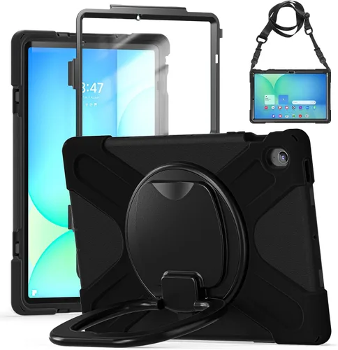 Vista 79 de 360 Rotation Case for Galaxy Tab ActivePro/Tab Active4 Pro/Active 5 Pro 10.1" Sturdy Cover Rotate Ring Stand Shoulder Carrying Strap Hand Strap