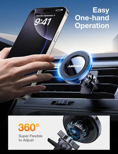 Vista 6 de AKESEPE Soporte magnético para teléfono MagSafe [2025 con potencia magnética más fuerte 2025] para ventilación de coche, rotación de 360°, soporte
