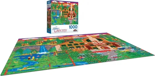 Vista 3 de RoseArt - Home Country - Dozing Bear Lodge - Rompecabezas de 1000 piezas para adultos