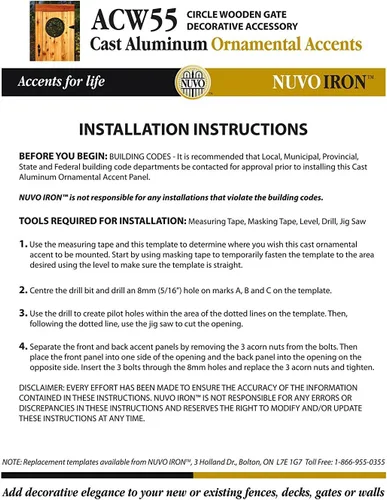 Vista 8 de Nuvo Iron Inserto decorativo para cercas, puertas, hogar, jardín, redondo, 15 pulgadas