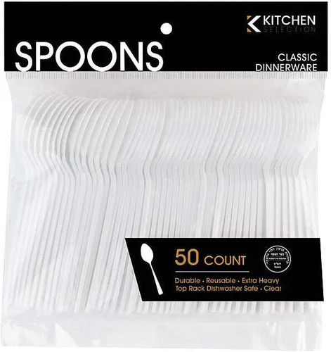 Vista 7 de Bluesky Trading Kitchen Selection - Cucharas de sopa blancas de lujo, paquete de 50, cubiertos de plástico clásicos y desechables, perfectos