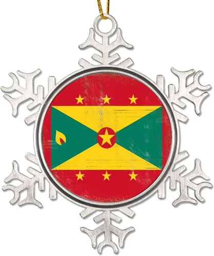 Vista 14 de Adorno colgante de Navidad de Gabón, bandera de Gabón, regalo de vacaciones, copo de nieve de metal, adorno para árbol de Navidad, bandera nacional
