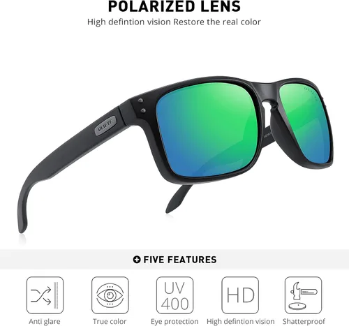 Vista 5 de OLIEYE Gafas de sol polarizadas deportivas para hombre gafas de sol con marco flexible