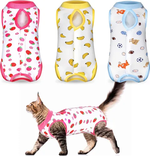 Vista 9 de Nuanchu 3 piezas de traje de recuperación para gatos y gatitos, traje de recuperación para gatos y perros, alternativa al collar electrónico