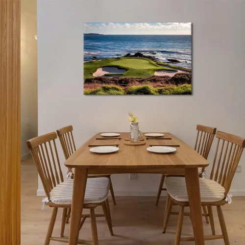 Vista 3 de chenchenArt - Impresiones de campo de golf de la costa de California para pared, lienzo para decoración de pared de campo de golf en EE. UU.