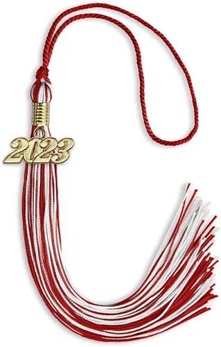 Vista 9 de Endea Graduation - Borla de doble color mixto con fecha dorada (negro/dorado antiguo, 2021)