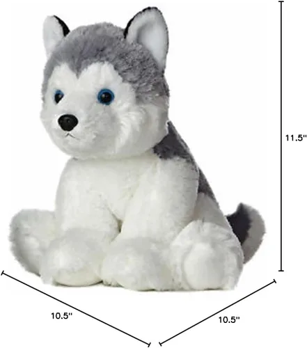 Vista 5 de Aurora® Peluche de husky de peluche, comodidad acogedora, acurrucarse sin fin, color gris, 14 pulgadas